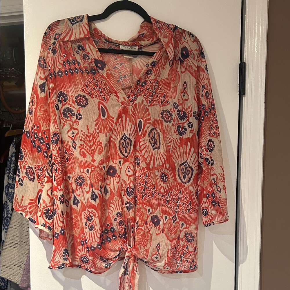 Kokoon Vibrant Red Sheer Women's blouse
